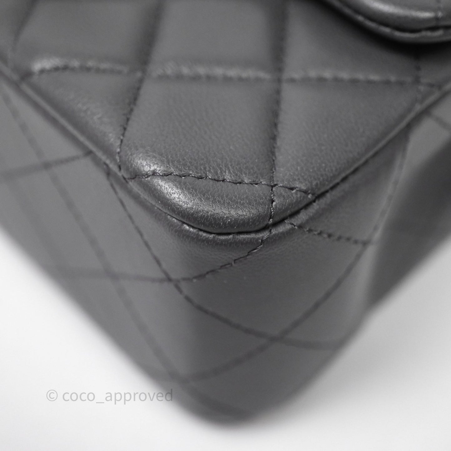 Chanel Quilted Mini Rectangular Dark Grey Lambskin Silver Hardware