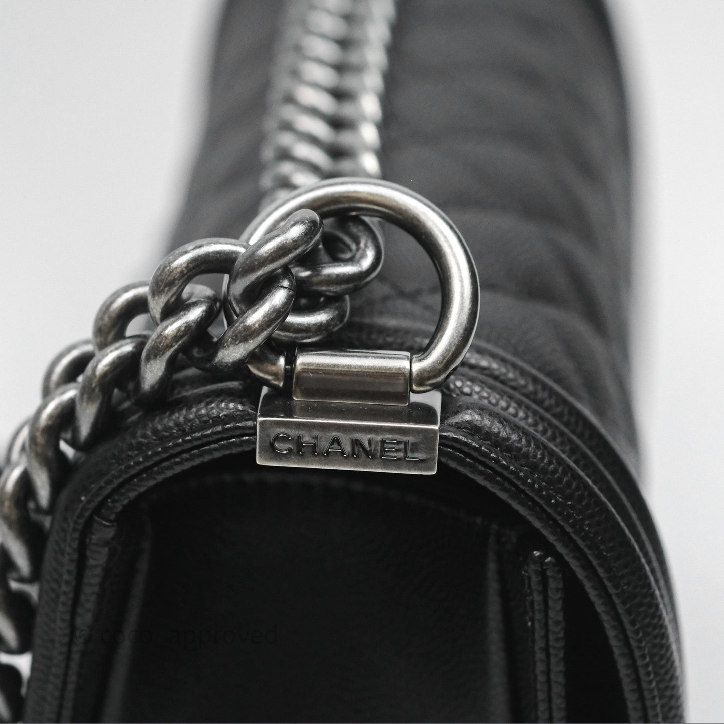 Chanel Medium Boy Quilted Black Caviar Ruthenium Hardware