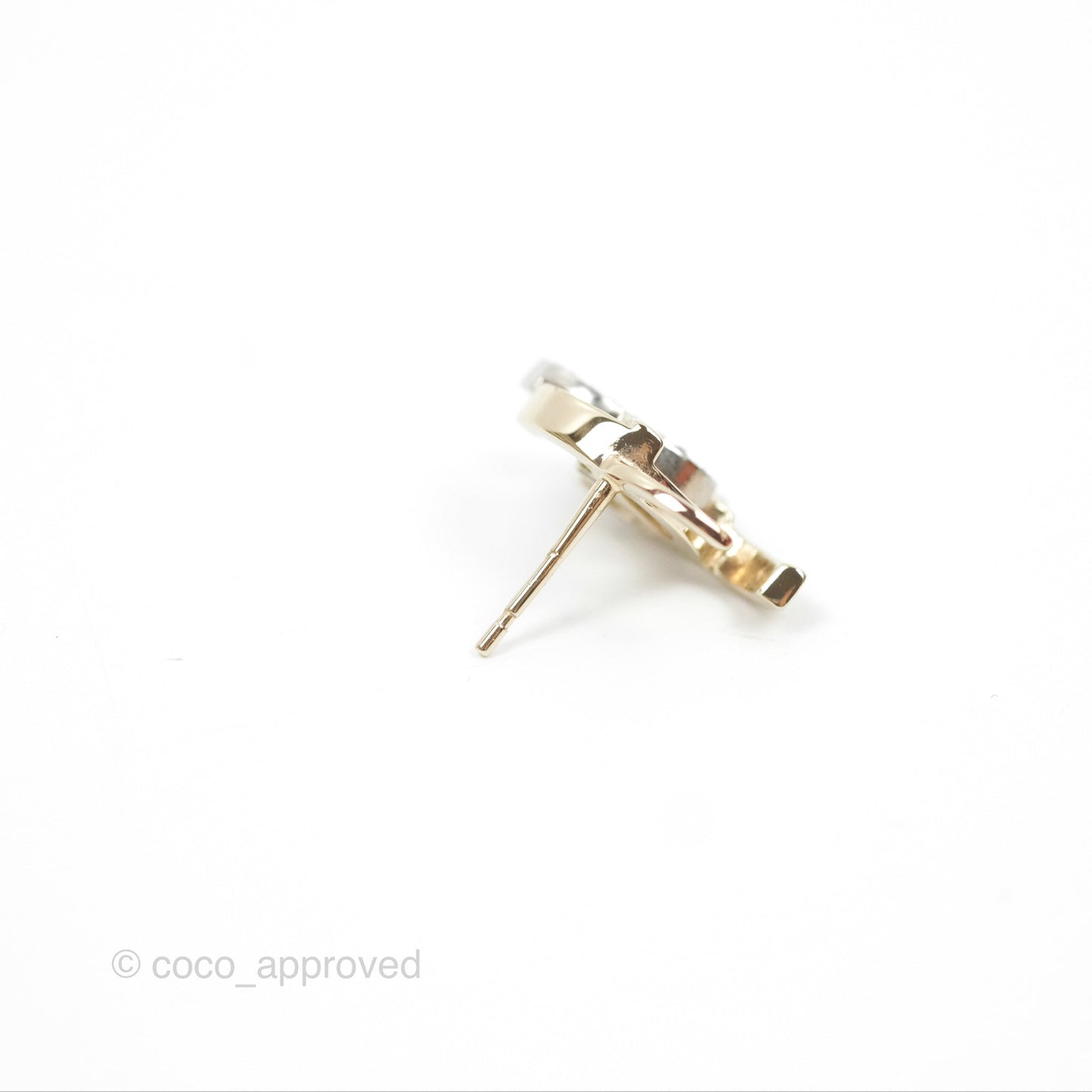 Chanel Double Crystal CC Earrings Silver & Gold Tone 21A