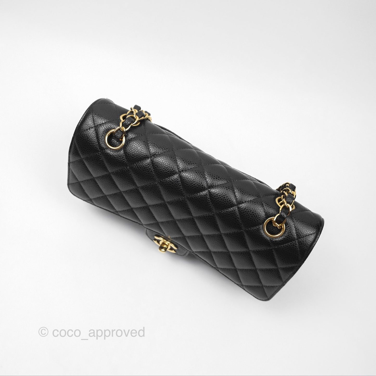 Chanel Classic M/L Medium Flap Quilted Black Caviar Gold Hardware