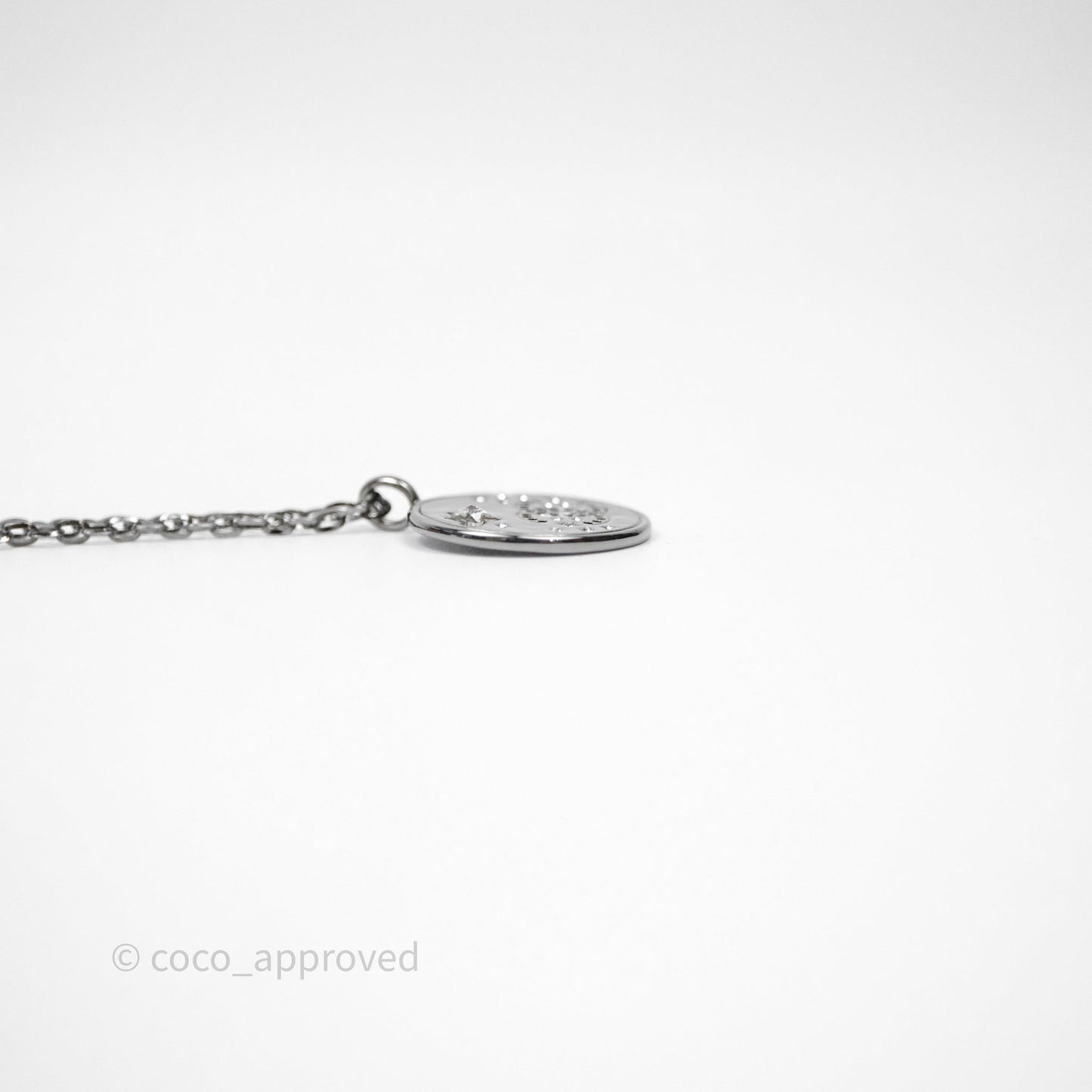 Chanel Round CC Star Coin Necklace Gun Metal 24K