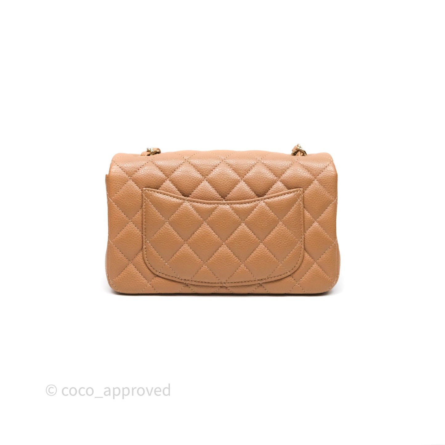 Chanel Mini Rectangular Quilted Dark Beige Caviar Gold Hardware