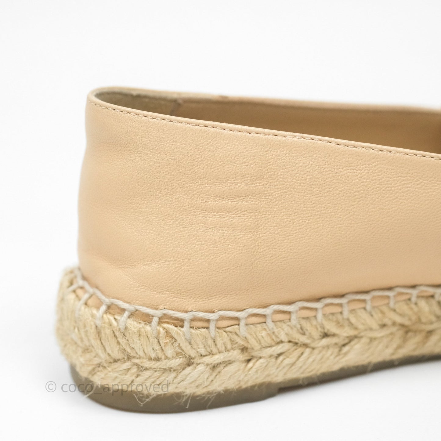 Chanel CC Espadrilles Beige Black Lambskin Size 36