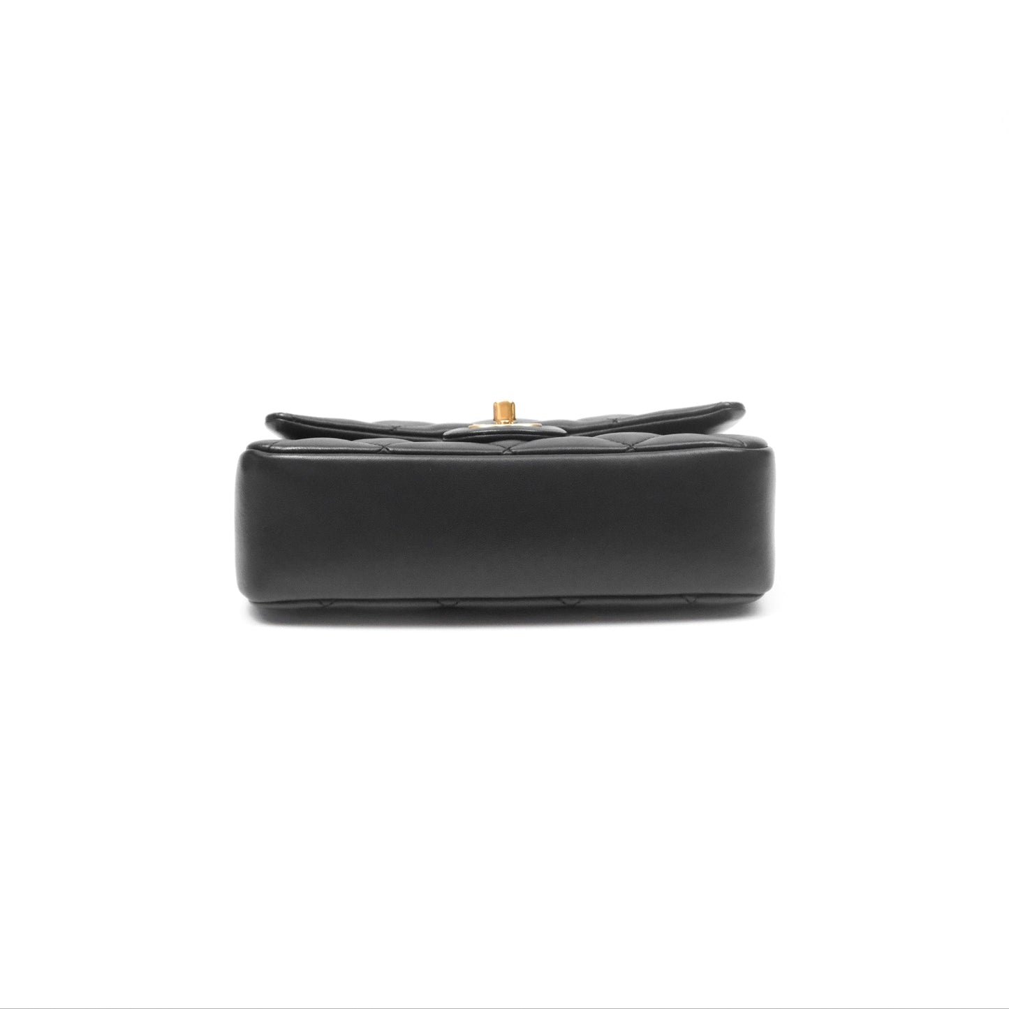 Chanel Mini Flap Bag With Heart CC Charm Black Lambskin Aged Gold Hardware 22B