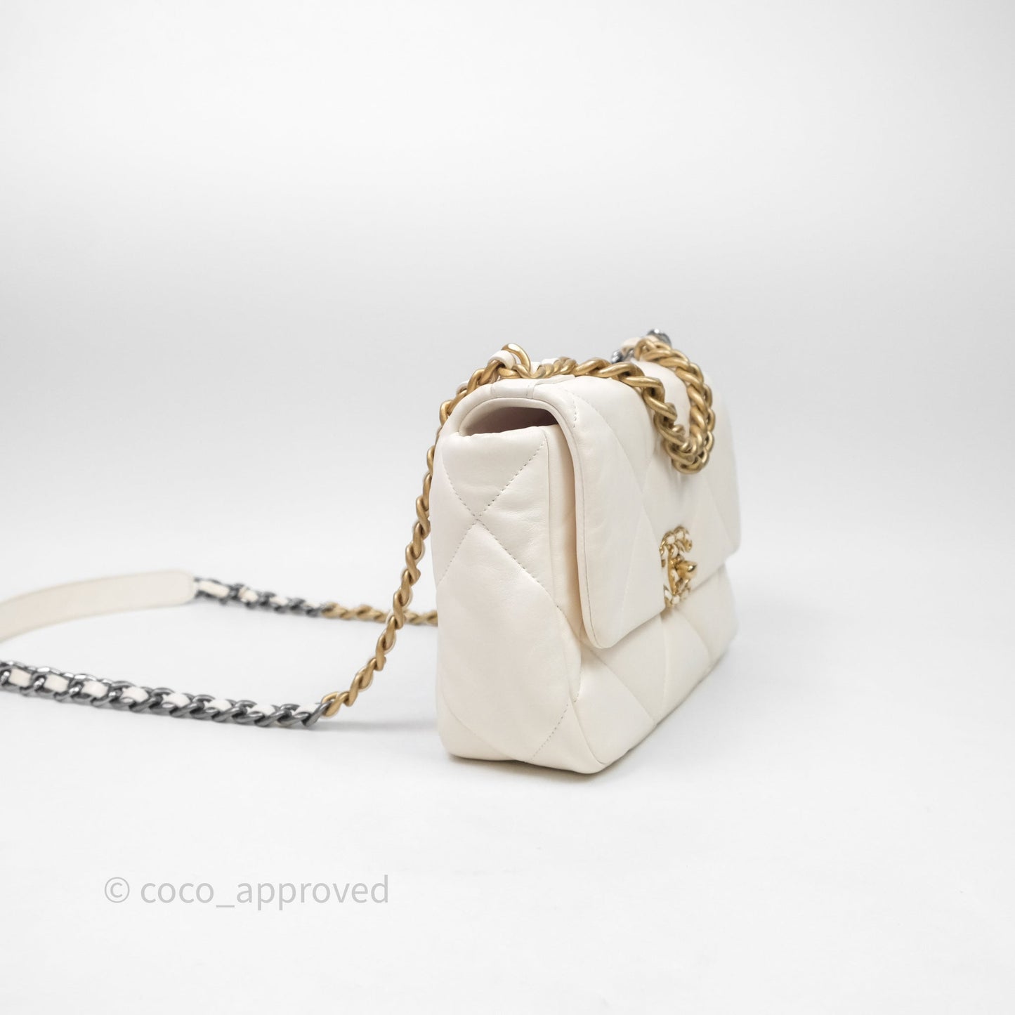 Chanel 19 Small Ivory White Mixed Hardware