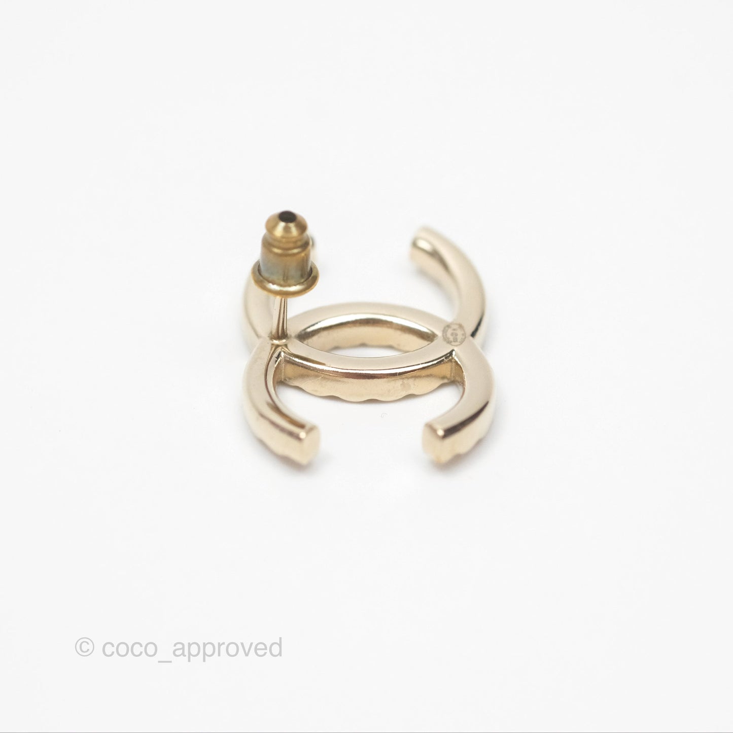 Chanel Crystal CC Earrings Gold Tone 20A