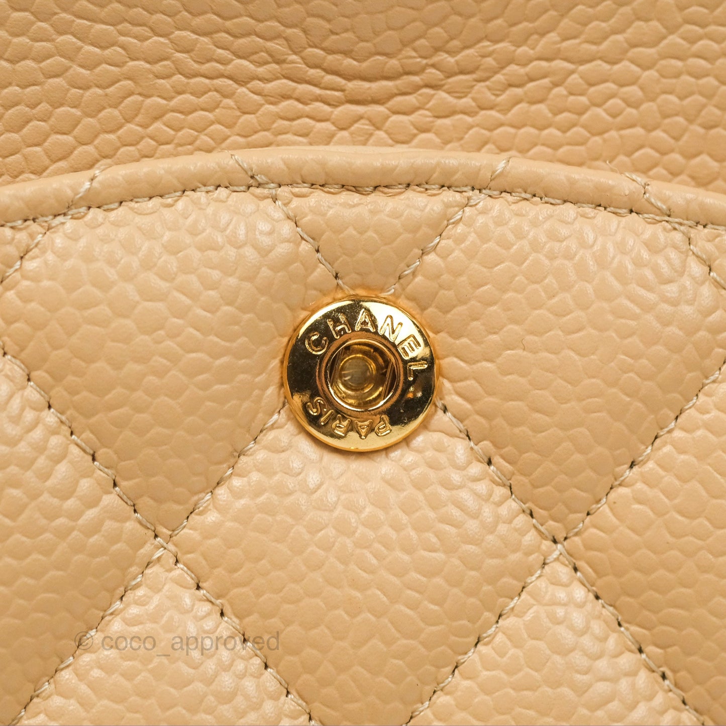 Chanel Classic M/L Medium Flap Quilted Beige Caviar Gold Hardware