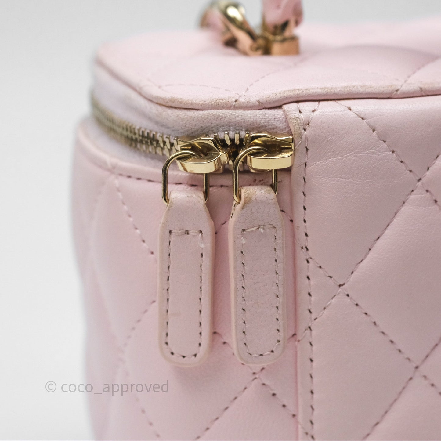 Chanel Vanity Rectangular Top Handle Light Pink Lambskin Gold Hardware