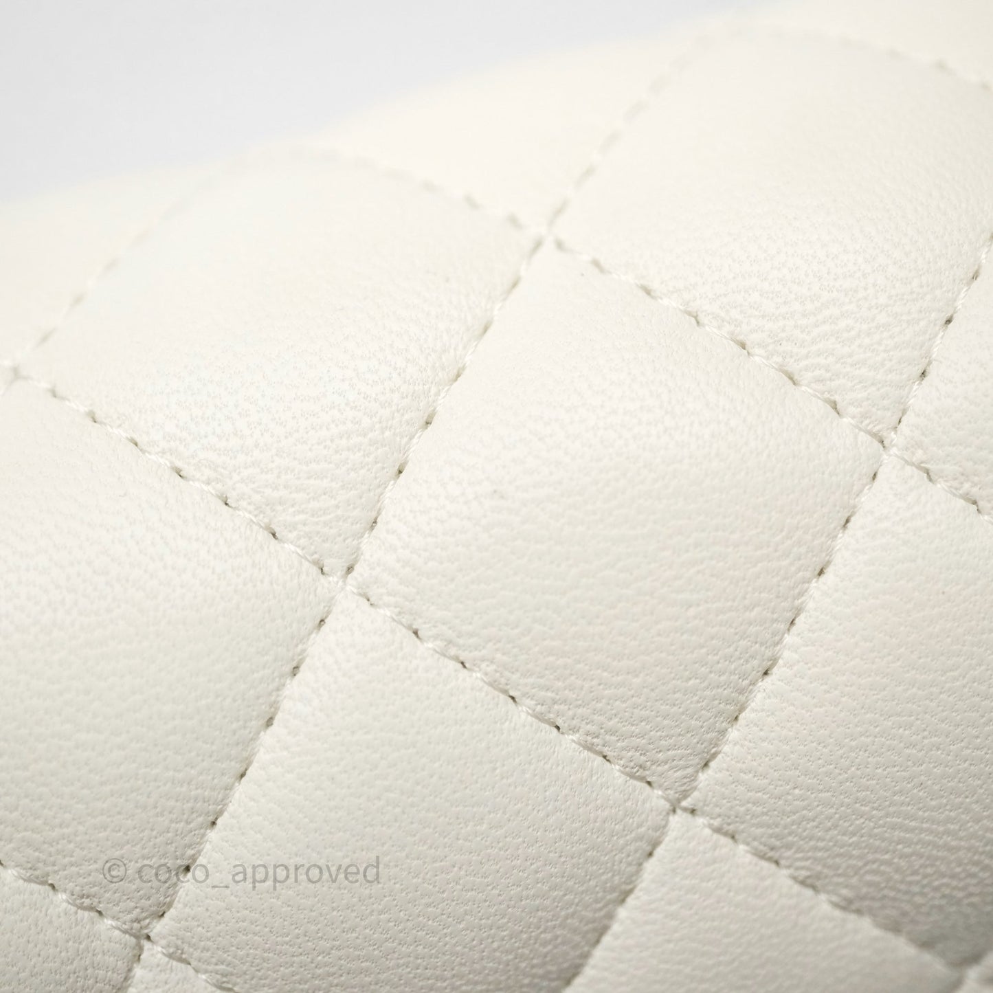 Chanel Quilted Mini Square White Lambskin Gold Hardware