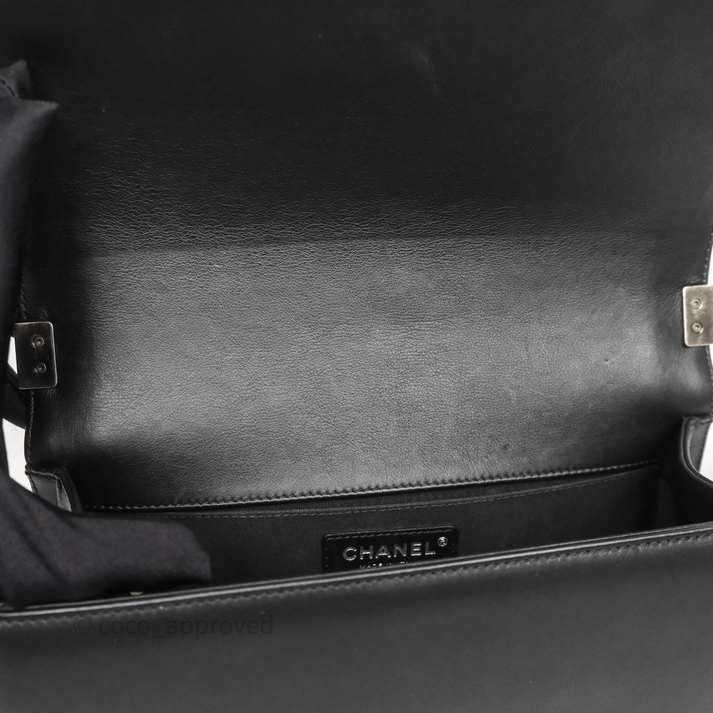Chanel Quilted Medium Boy Black Calfskin Ruthenium Hardware