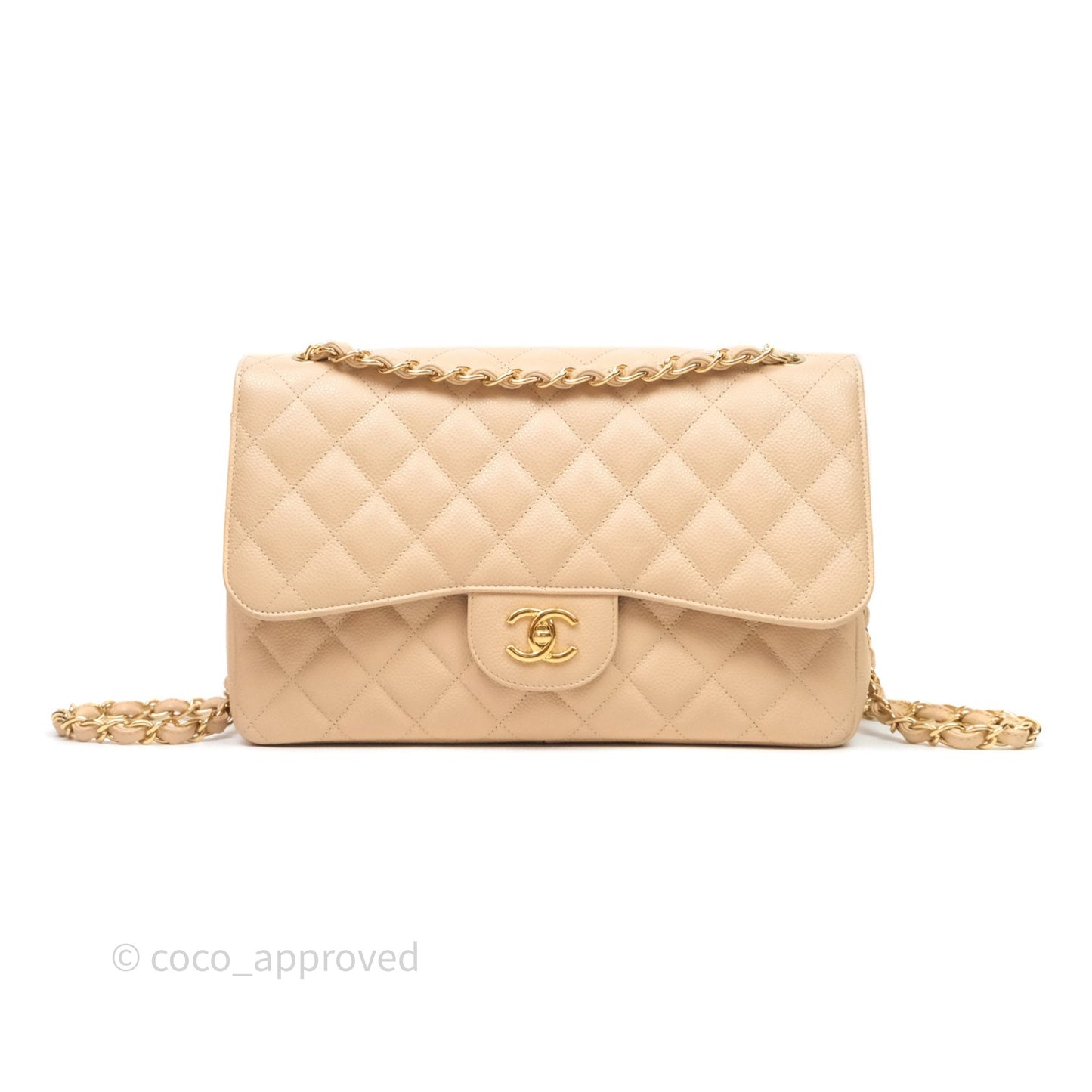Chanel Jumbo Double Flap Beige Caviar Gold Hardware⁣⁣