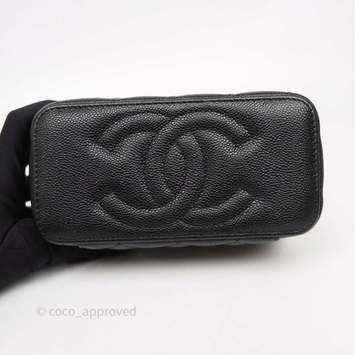 Chanel Vanity with Heart Adjustable Chain Black Caviar Aged Gold Hardware