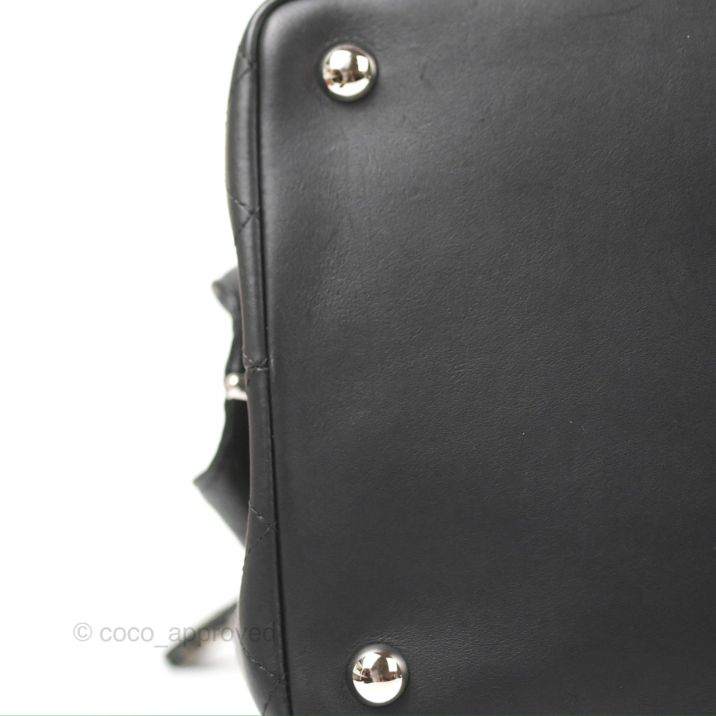 Chanel Flat Quilted Boston Bag Black Calfskin Silver Hardware
