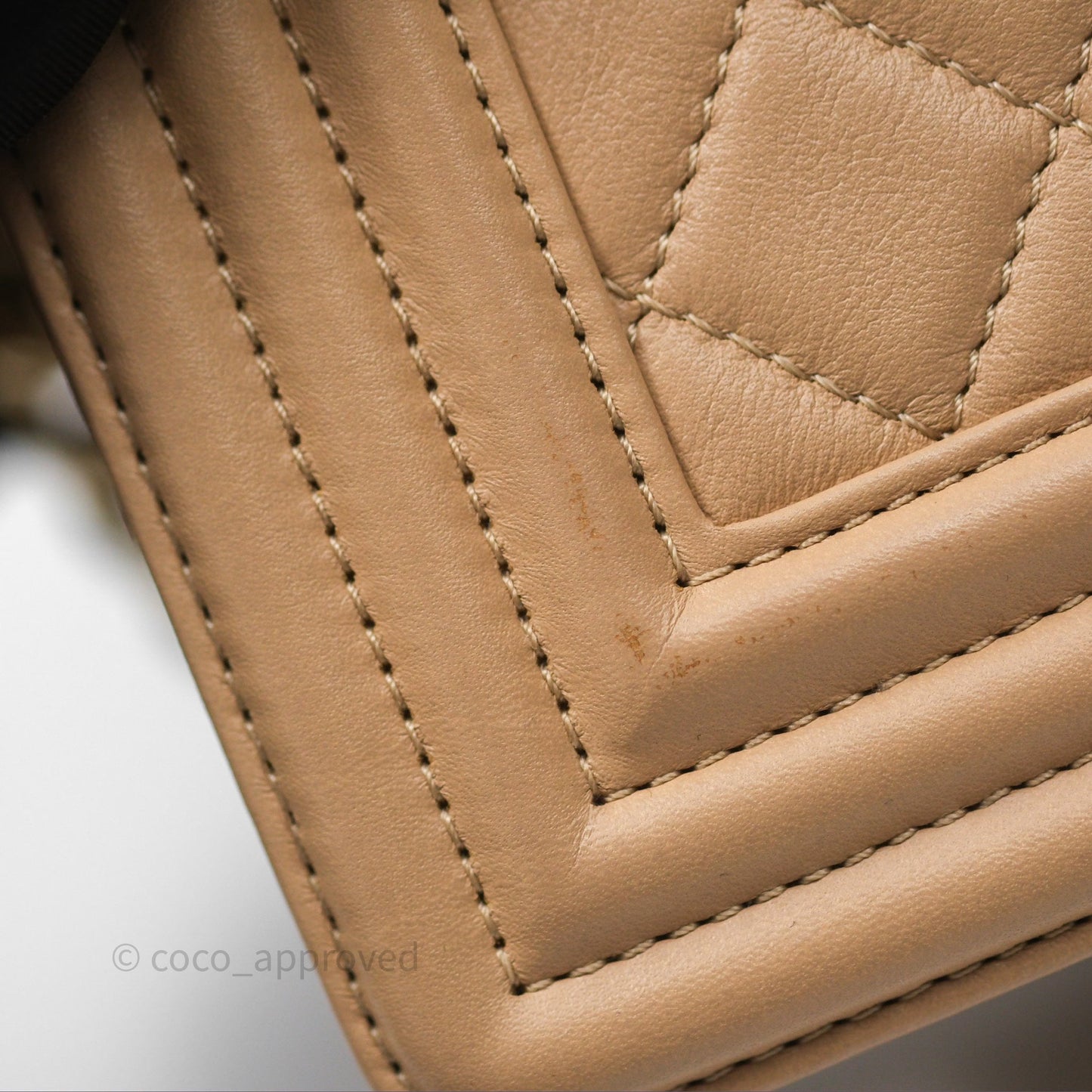 Chanel Boy Quilted Medium Beige Calfskin Gold Hardware