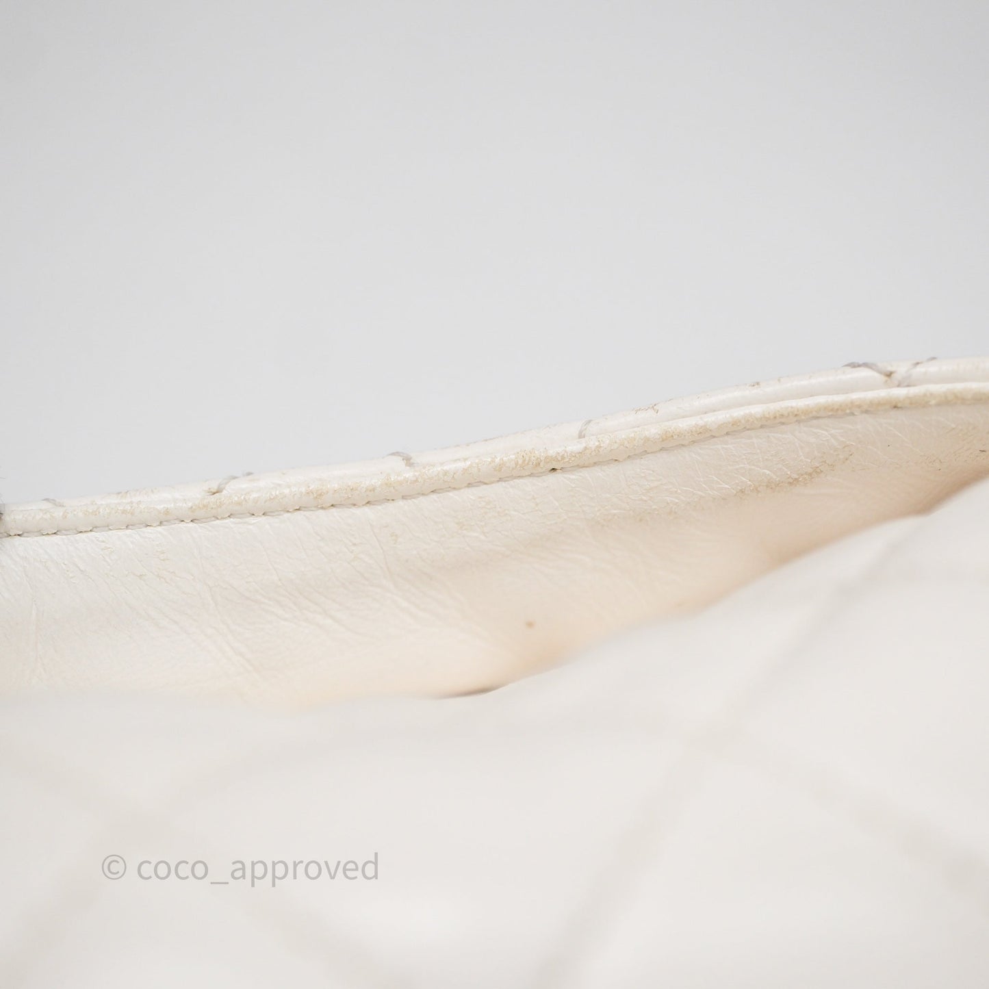 Chanel Mini Rectangular Pearl Crush Quilted White Lambskin Aged Gold Hardware