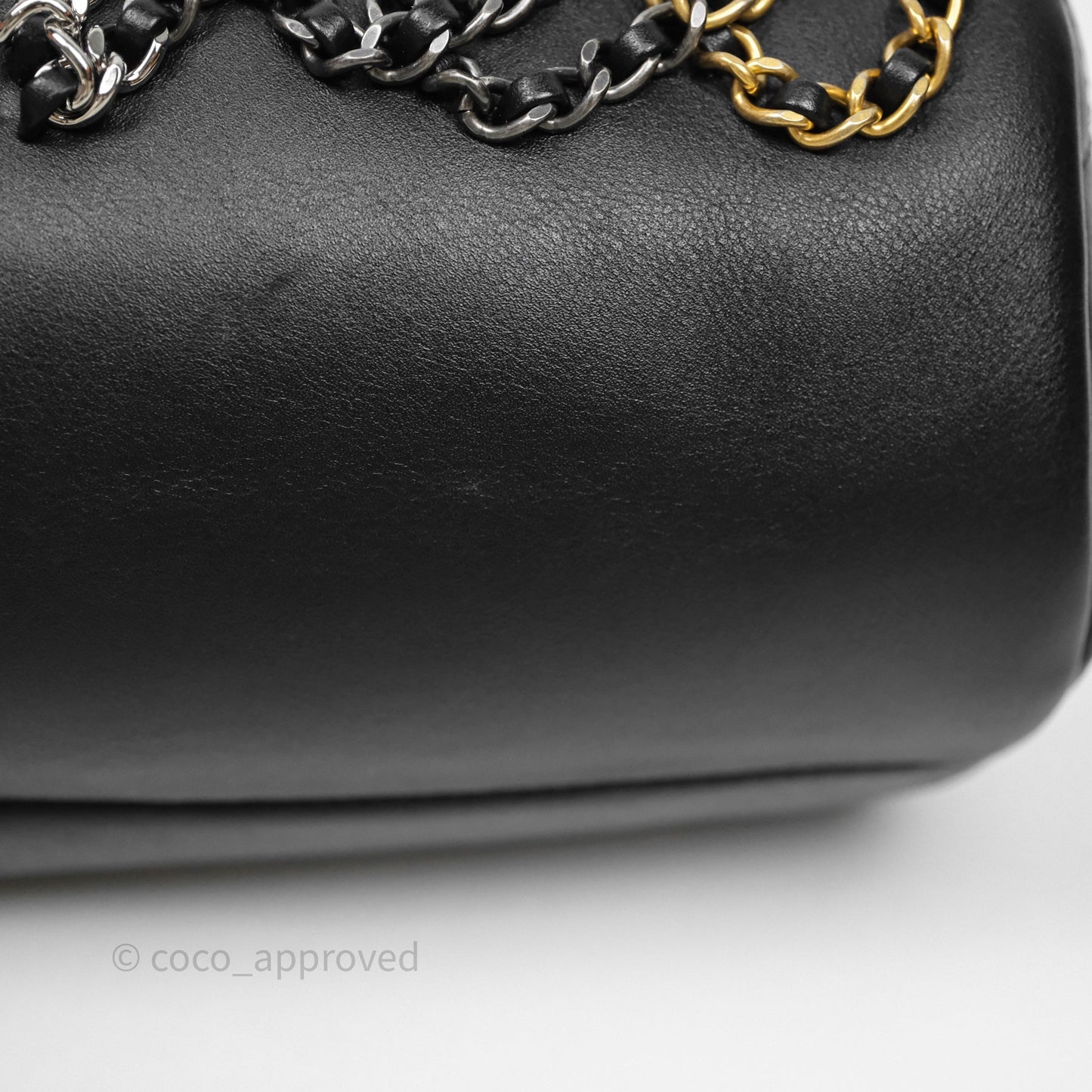 Chanel Logo Bowling Bag Black Calfskin Mixed Hardware