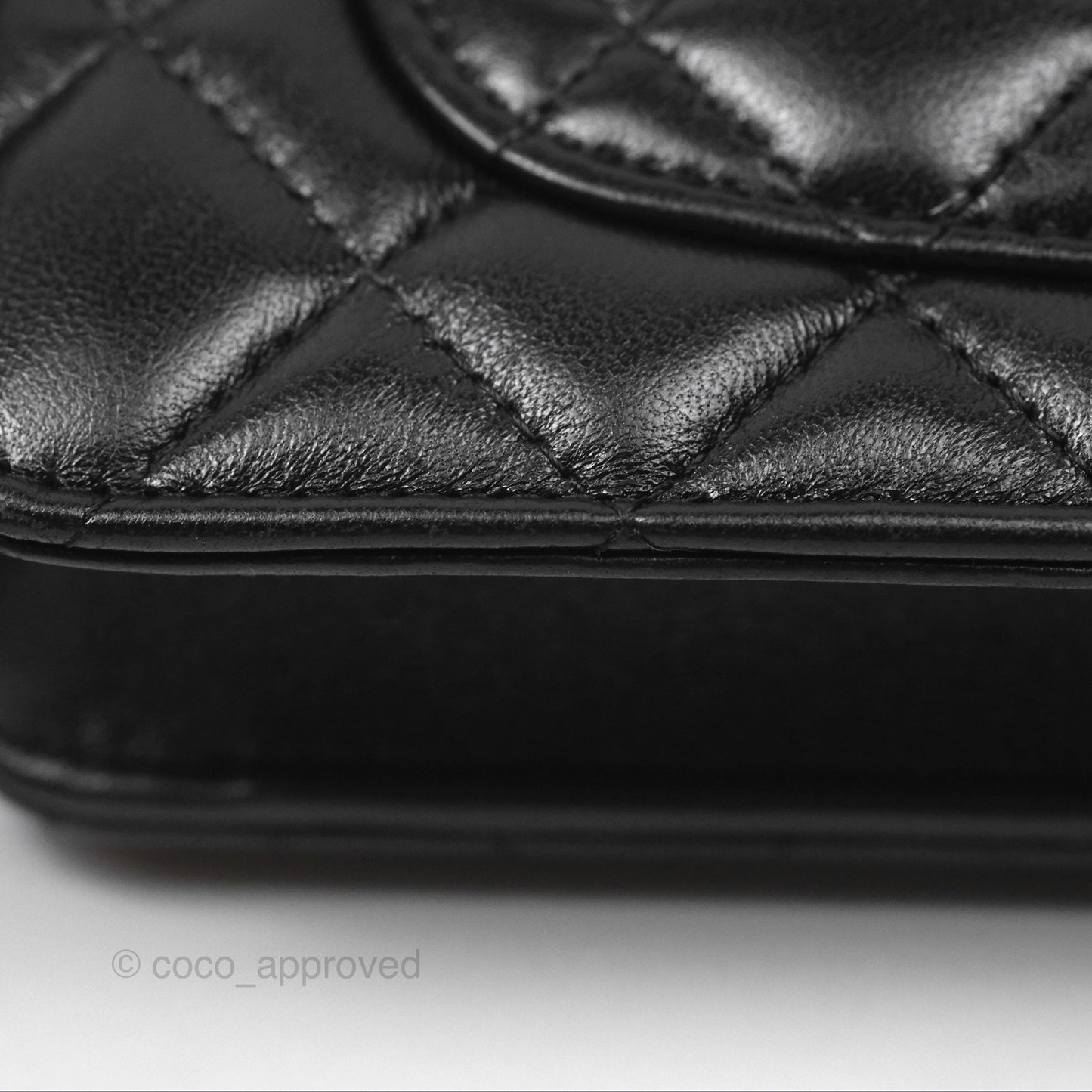 Chanel Quilted Dynasty Wallet on Chain WOC Black Shiny Lambskin Gold Hardware