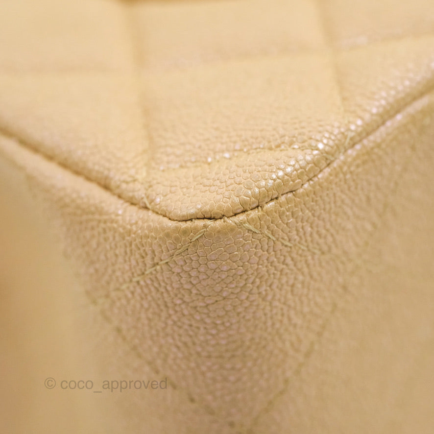 Chanel Classic Small S/M Flap Iridescent Beige Caviar Gold Hardware 19S