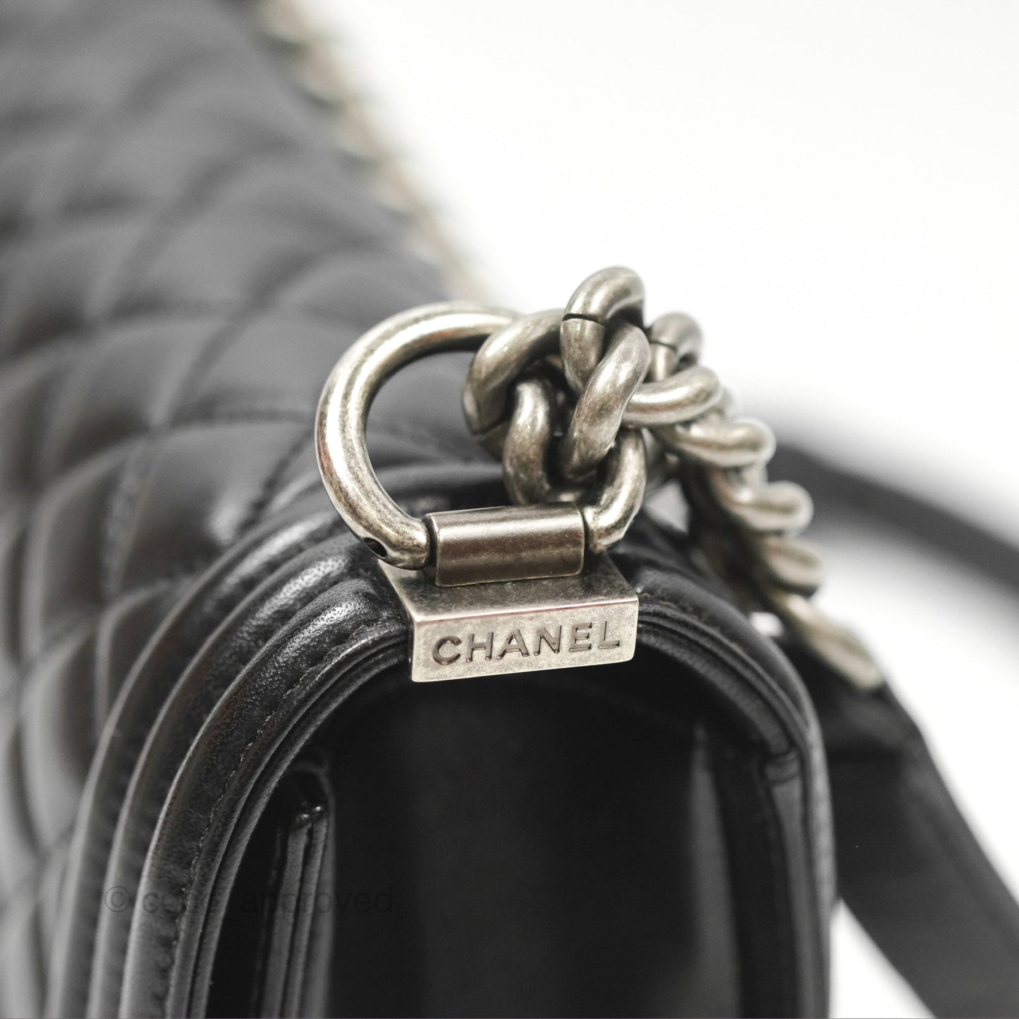 Chanel Quilted Medium Boy Black Lambskin Ruthenium Hardware
