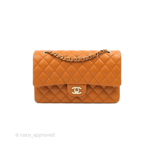 Chanel Classic M/L Medium Double Flap Caramel Caviar Gold Hardware 21A