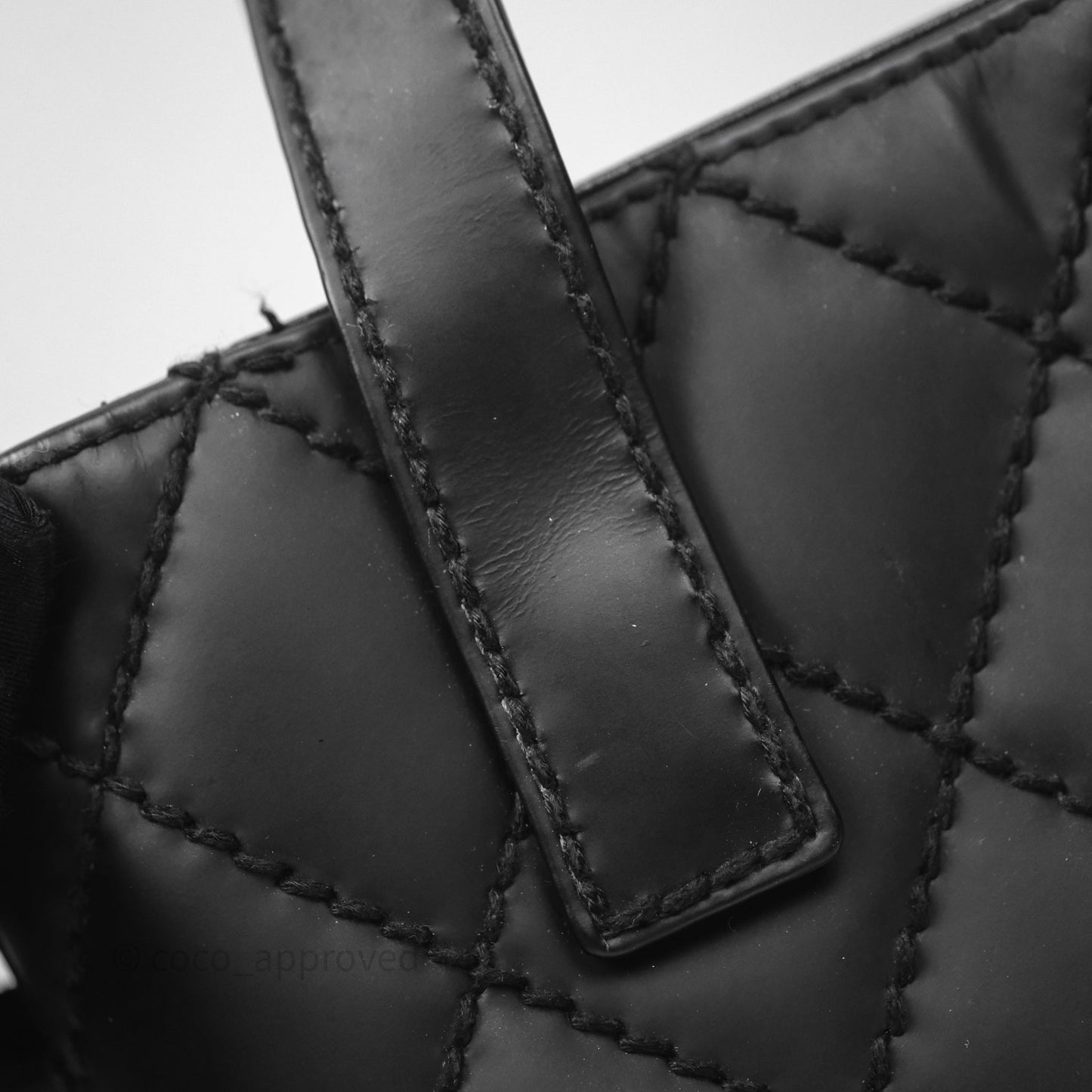 Chanel Vintage Quilted CC Tote Bag Matte Black Calfskin Gold Hardware