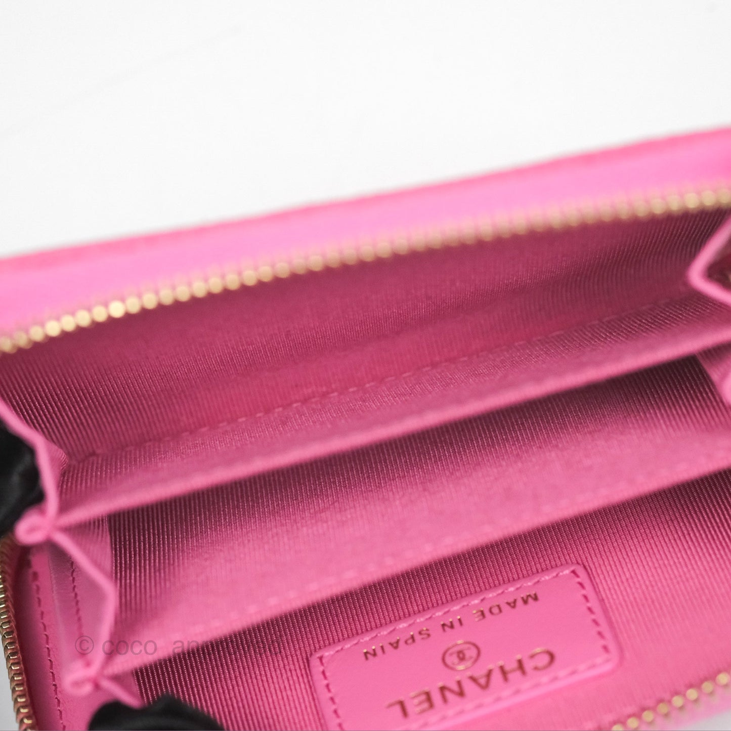 Chanel Quilted Zip Card Holder Pink Caviar Gold Hardware