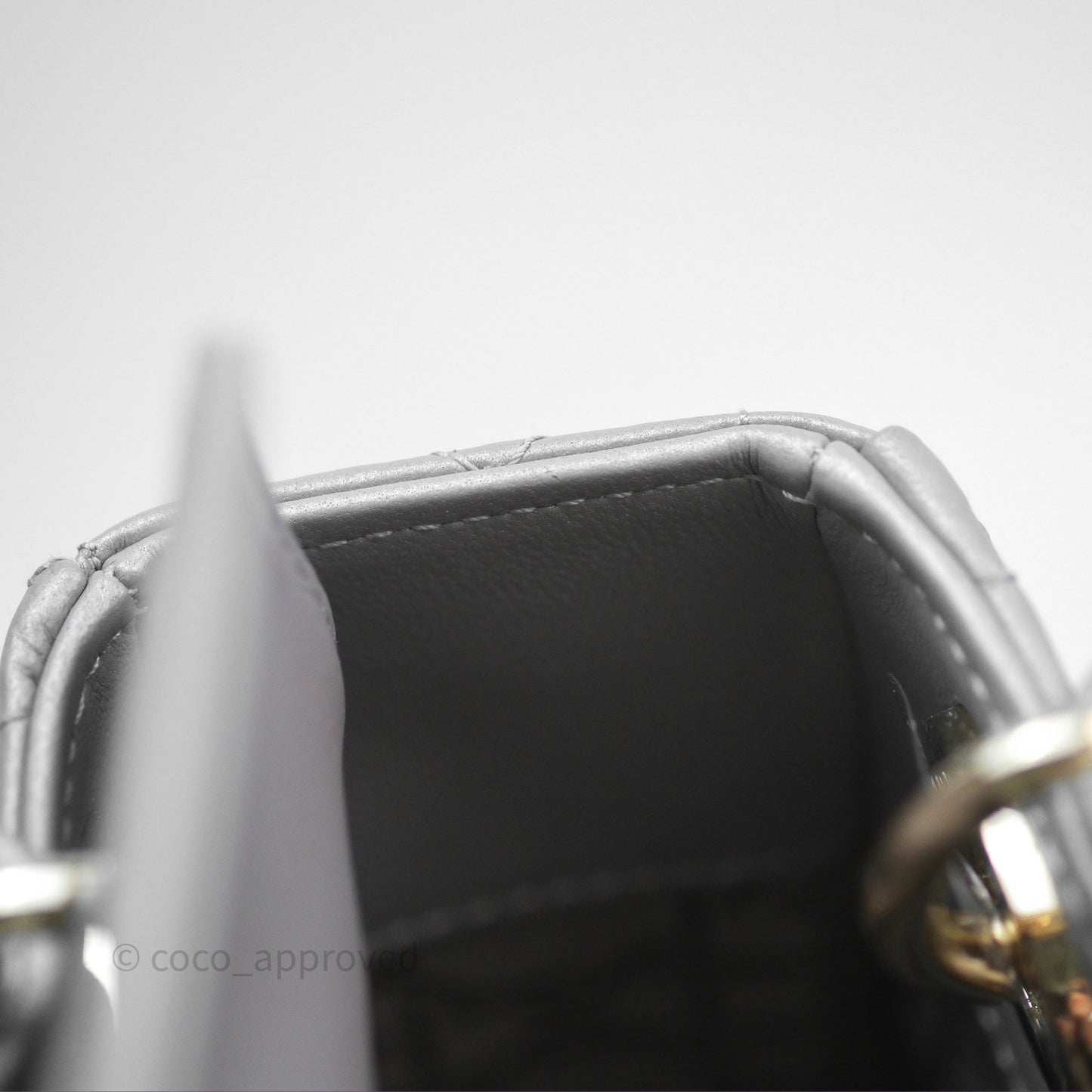 Christian Dior Mini Lady Dior Iridescent Grey Lambskin Cannage Gold Hardware