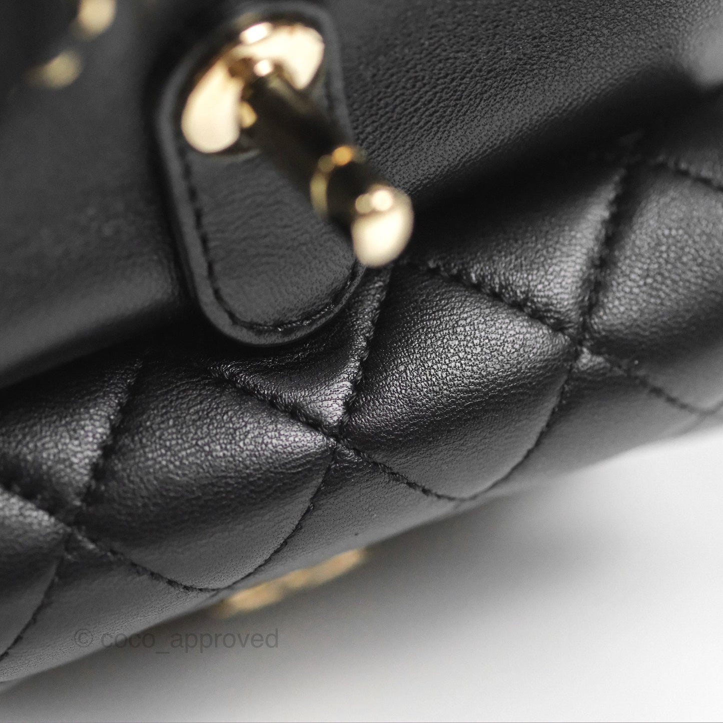 Chanel Quilted Small Duma Drawstring Backpack Black Lambskin Gold Hardware