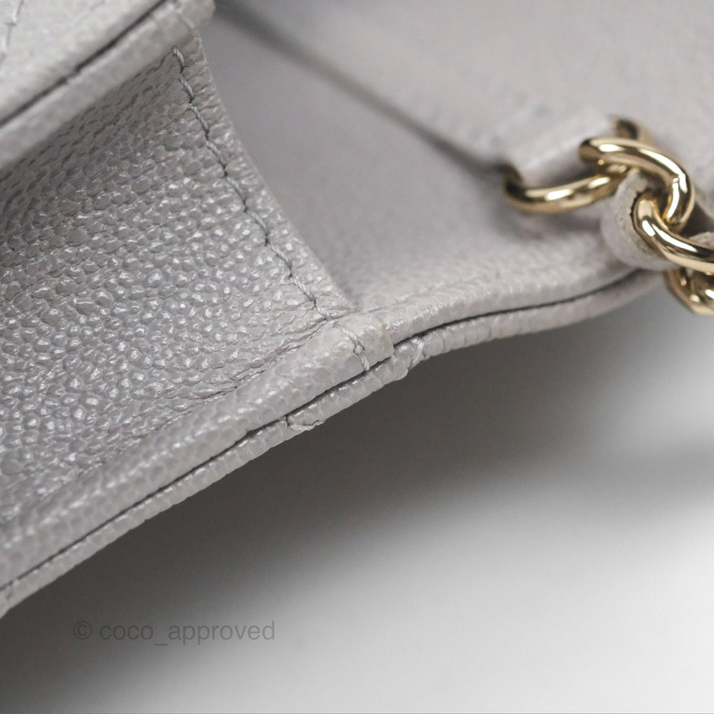 Chanel Quilted Phone Holder Grey Caviar Gold Hardware