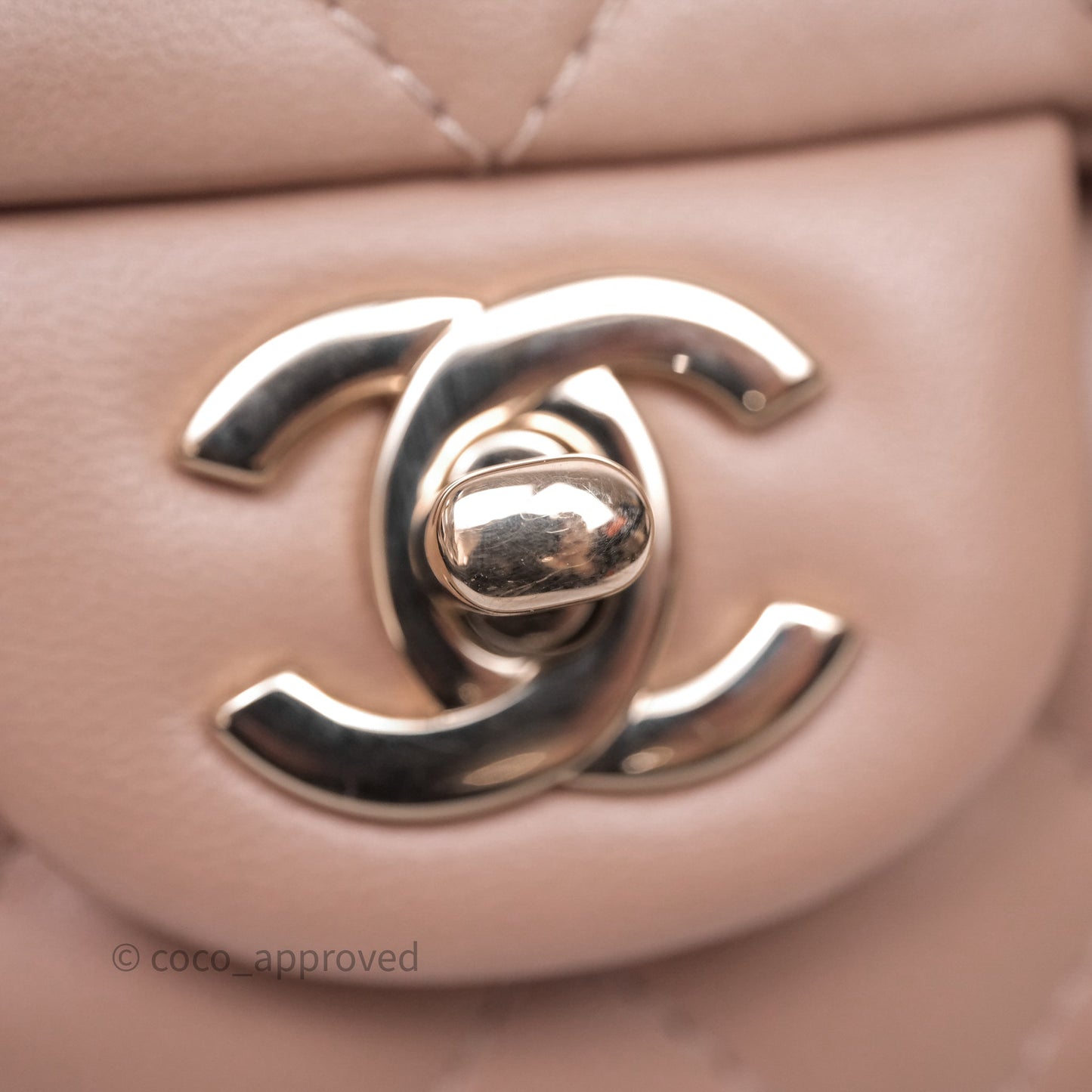 Chanel Mini Rectangular Quilted Beige Lambskin Gold Hardware