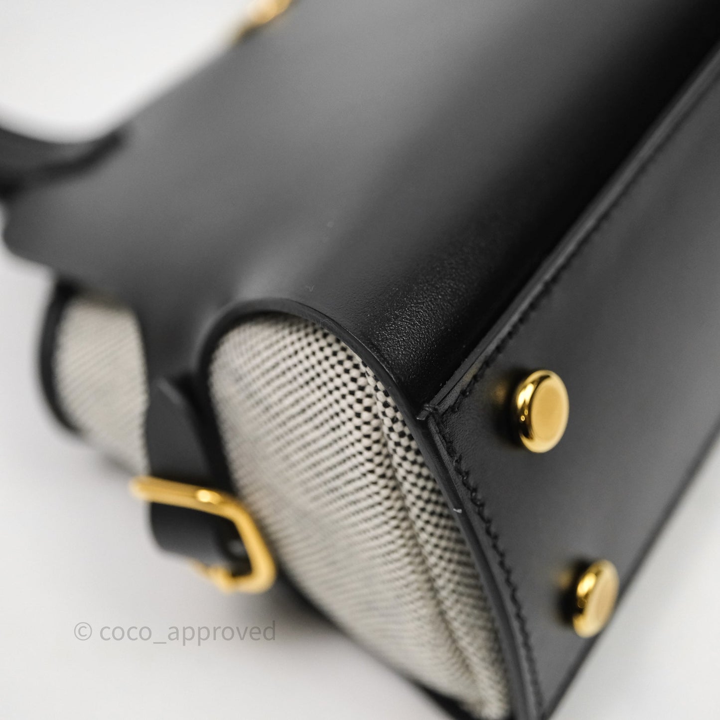 Hermès Tablier Sellier Noir 89/Ecru Swift Calfskin/H canvas Bag Gold Hardware