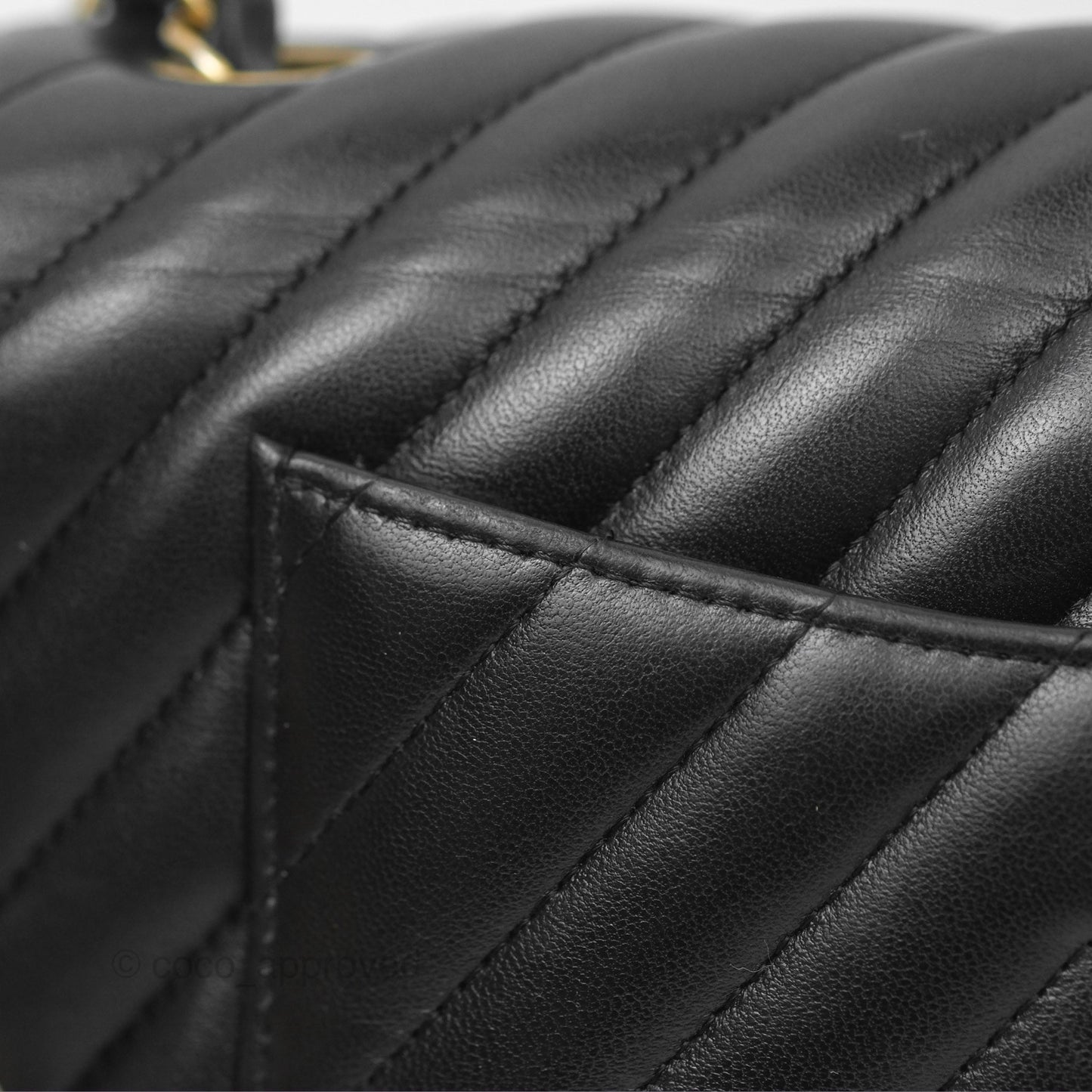 Chanel Chevron Mini Rectangular Black Lambskin Aged Gold Hardware