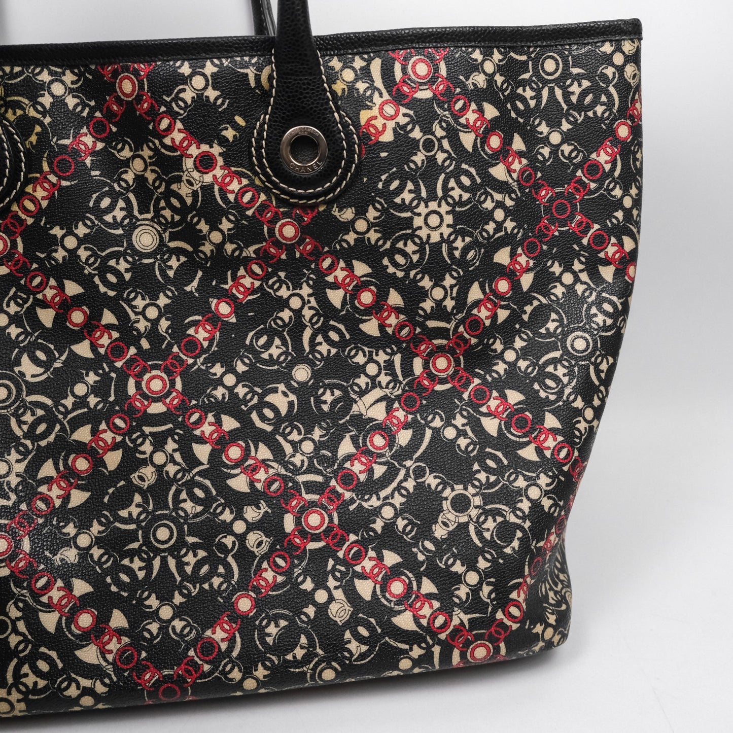 Chanel CC Print Logo Tote Bag Black