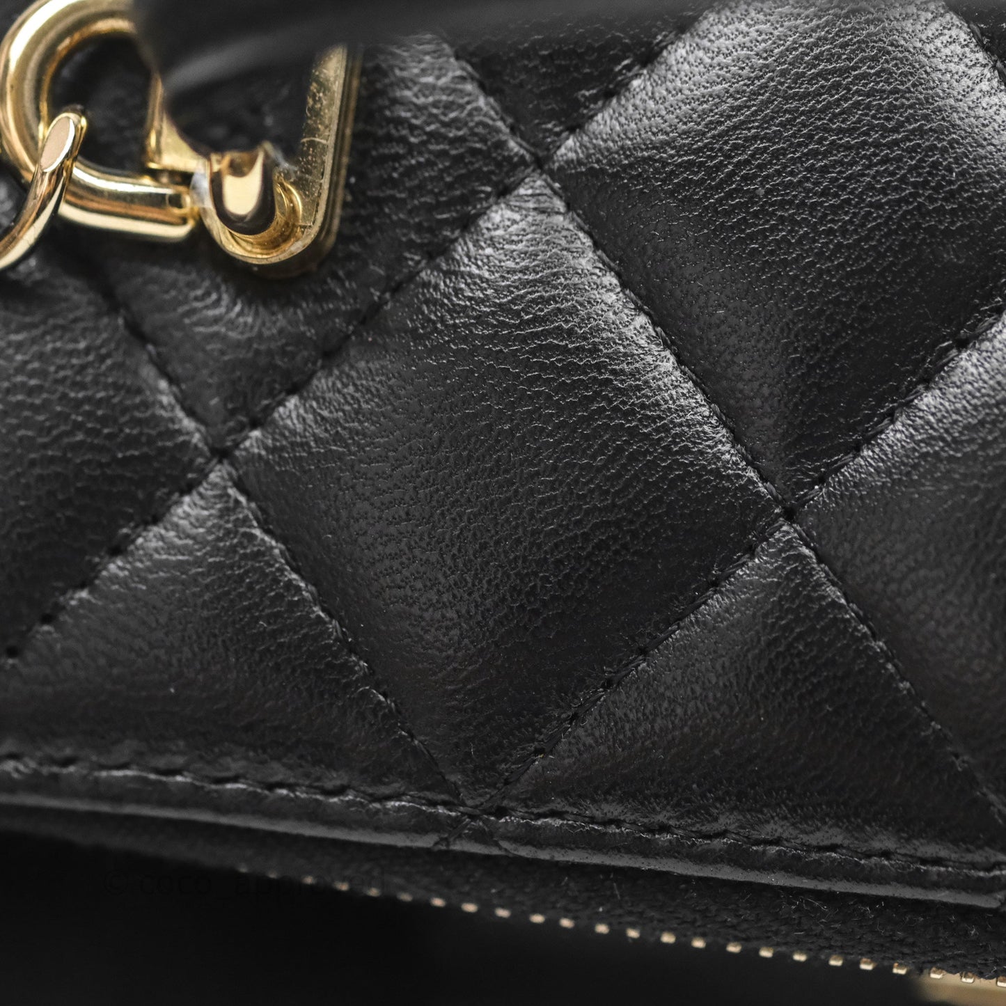 Chanel Vanity Rectangular Top Handle Black Lambskin Gold Hardware