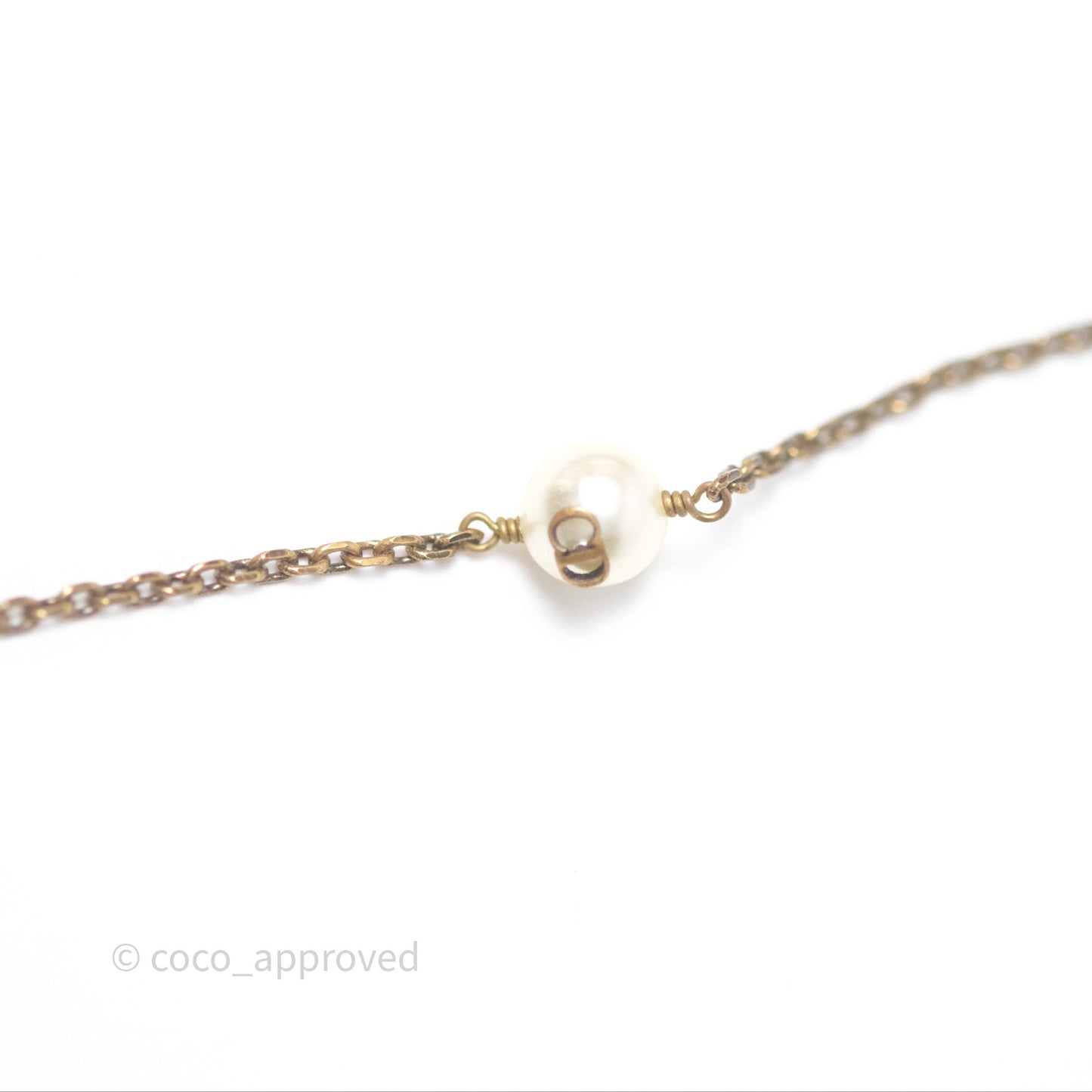 Christian Dior Pearl Crystal Bee Long Necklace Aged Gold Tone