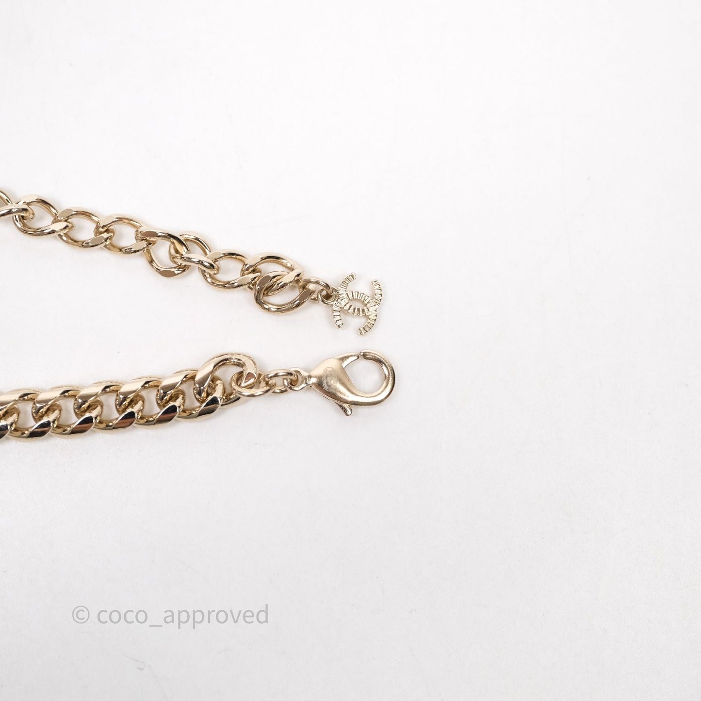 Chanel No5 Perfume Bottle Crystal Pearl Chain Choker Necklace Gold Tone 22S
