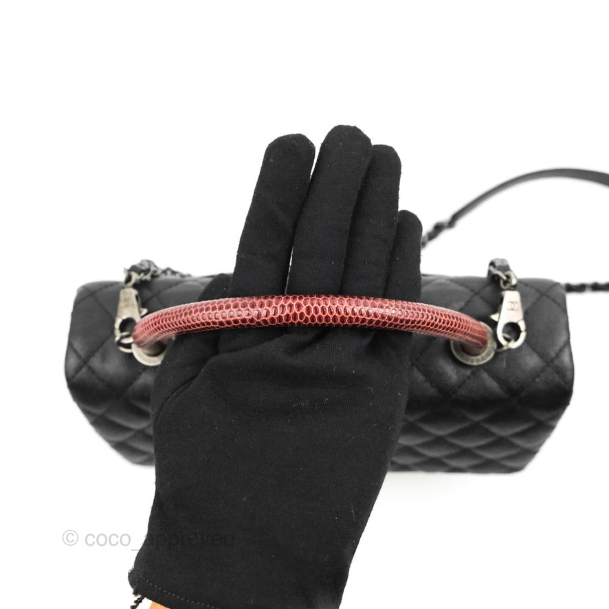 Chanel Medium Coco Handle Quilted Black Caviar Lizard Handle Ruthenium Hardware