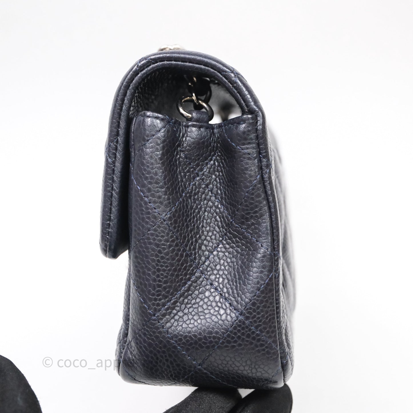 Chanel Mini Rectangular Quilted Dark Navy Caviar Silver Hardware