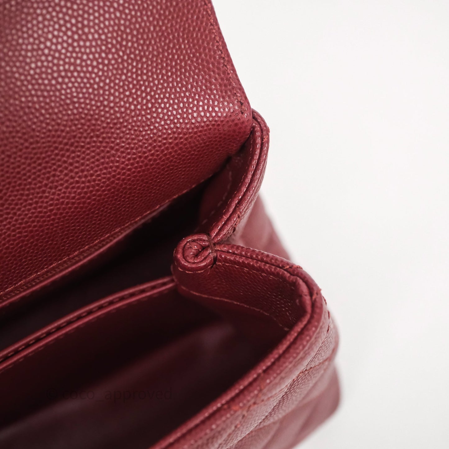Chanel Small Coco Handle Quilted Red Burgundy Caviar Gold Hardware