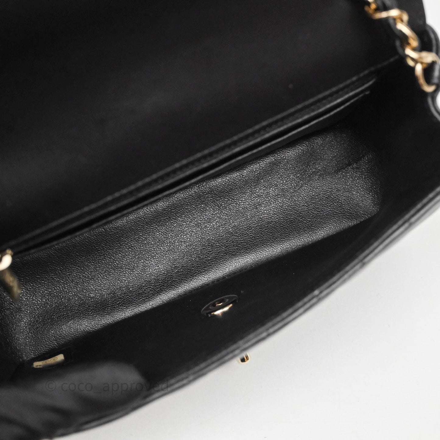 Chanel Quilted Mini Rectangular Chevron Black Lambskin Gold Hardware