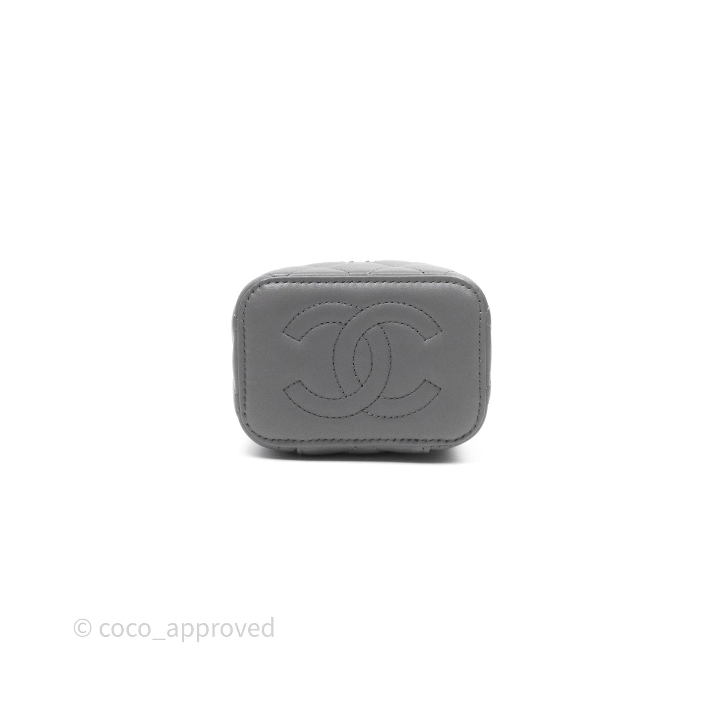 Chanel Mini Top Handle Vanity With Chain Grey Lambskin Gold Hardware