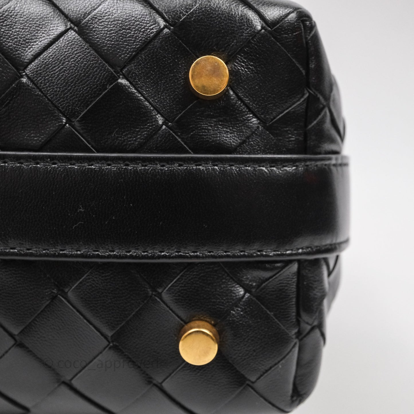 Bottega Veneta Mini Wallace Intrecciato Black Gold Hardware