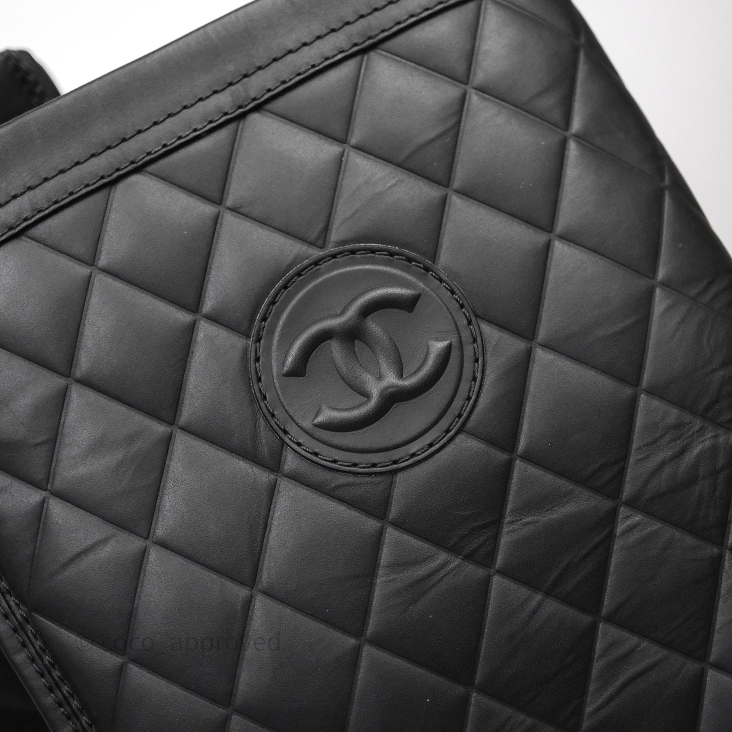 Chanel CC Quilted Knee High Boots Black Calfskin