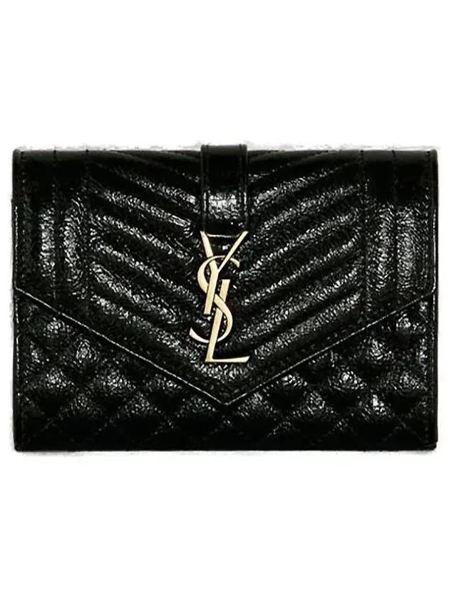 Luxury Saint Laurent Matelasse Envelope Small Half Wallet Black