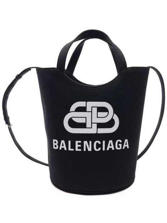 Luxury Balenciaga Wave Logo Medium Tote Bag Black