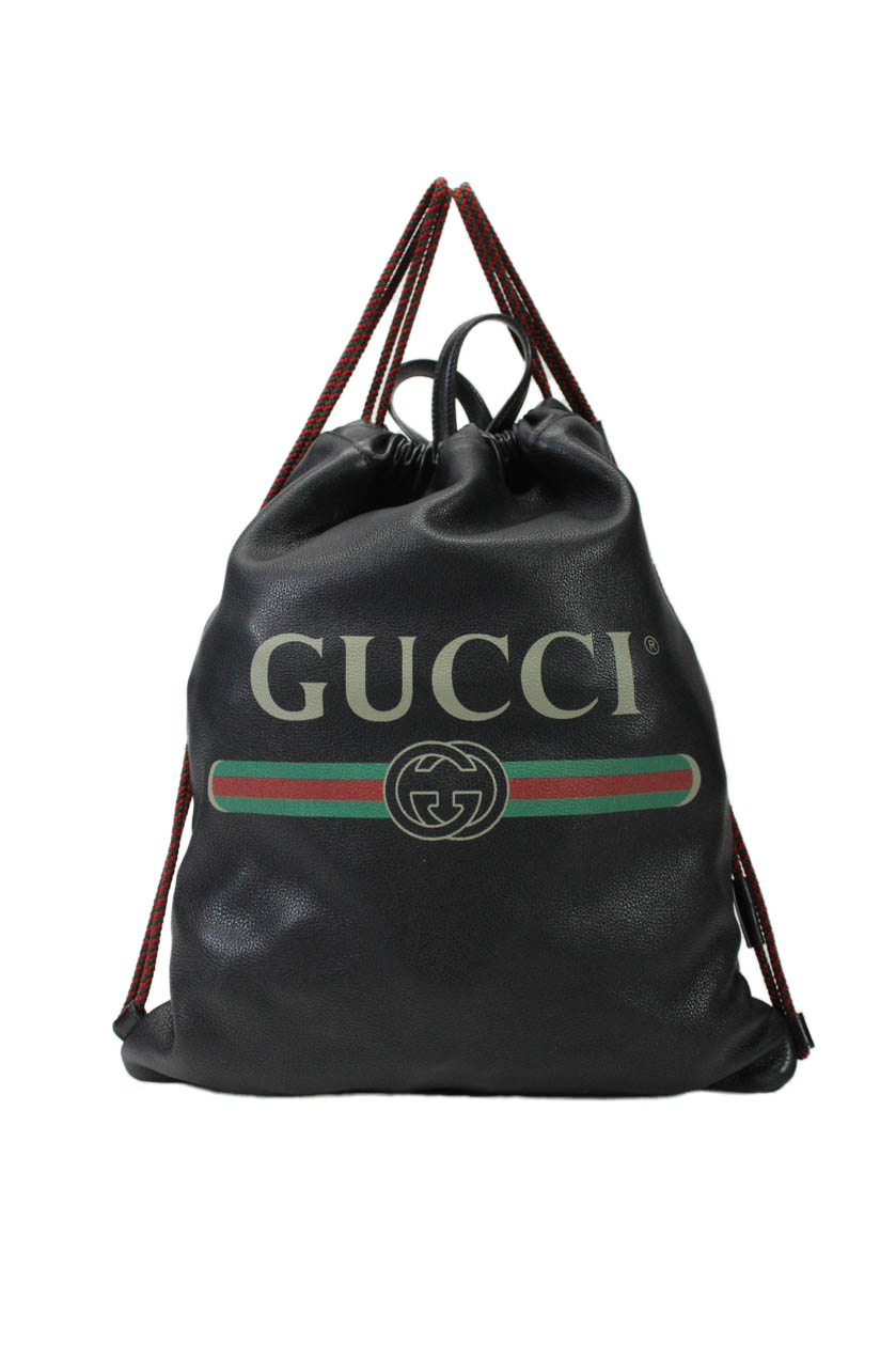 Luxury Gucci Trending 2025 Womens Double Top Handle Grain Leather Logo Backpack Handbag Black Brown