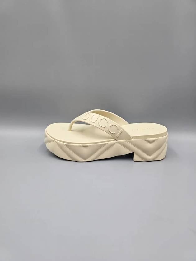 Luxury Gucci Trending 2025 Women's Logo Thong Platform Flip Flops White