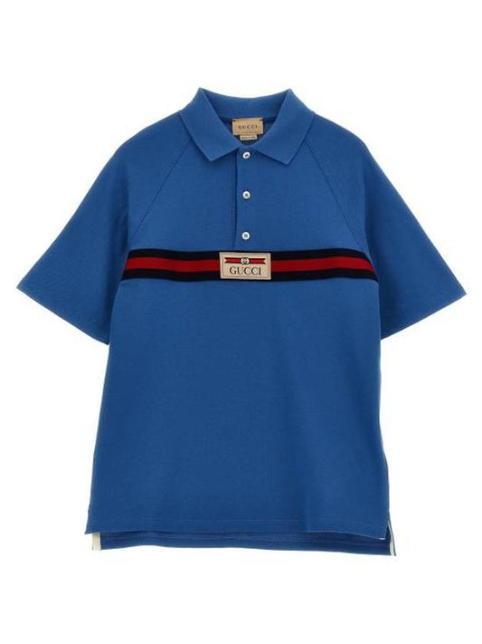 Luxury Gucci Trending 2025 Kids Logo Label Cotton Polo Shirt Blue