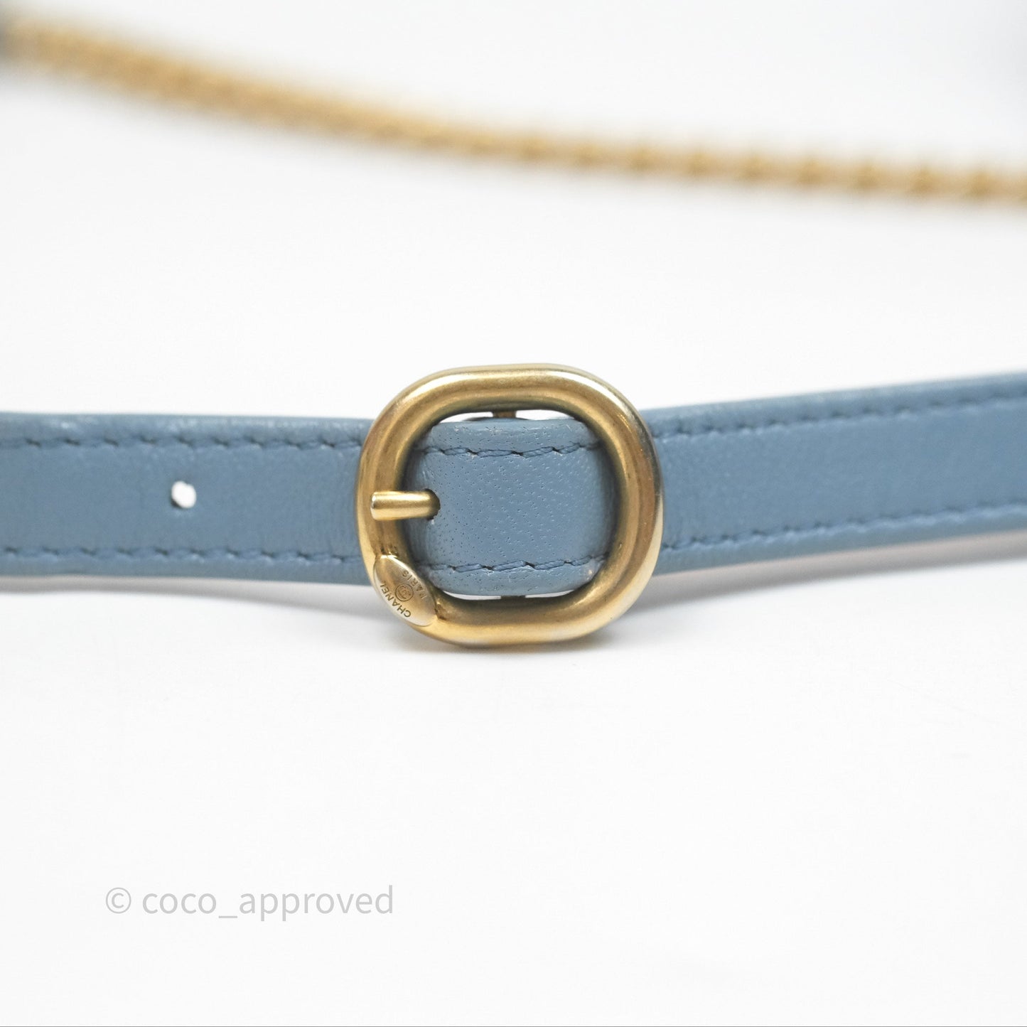 Chanel Curved Flap Bag Blue Lambskin Aged Gold Hardware