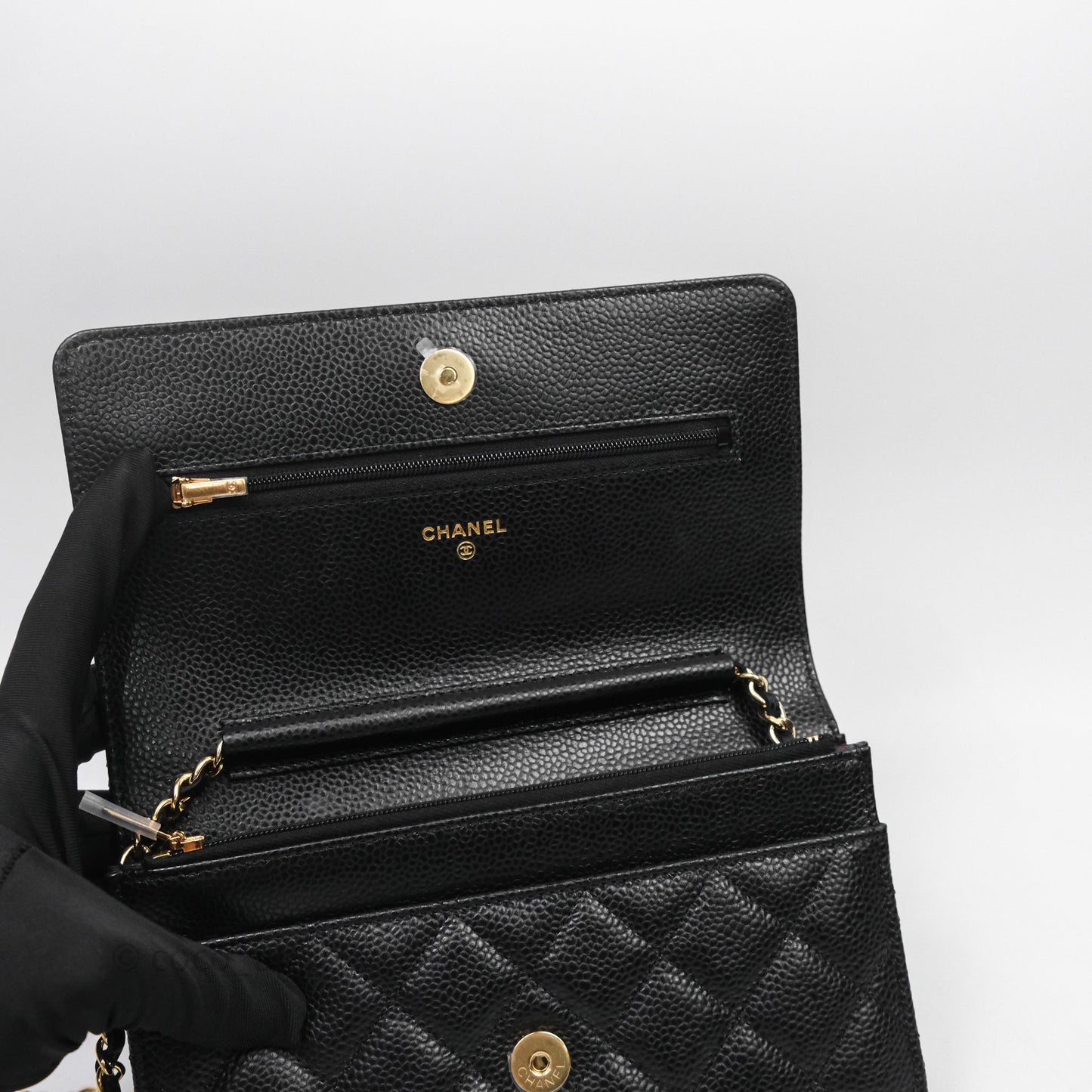 Chanel Quilted WOC Black Caviar Gold Hardware